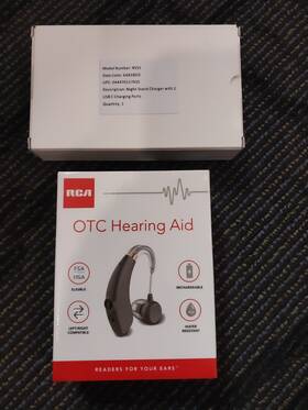 Rsh05gy Rca New Sealed Otc Behind-the-ear Hearing Aid With Recharging Stand - Left/right