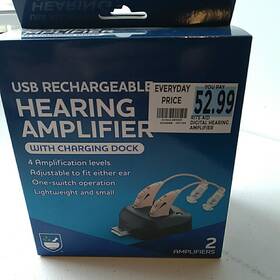 281003 Rite Aid Usb Rechargeable Hearing Amplifier With Charging Dock Easy Switch New