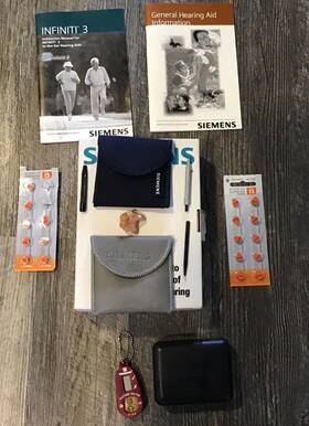 03n053747r Siemens Ls Canal Molded Right Hearing Aid Kit Case Box Batteries Tester