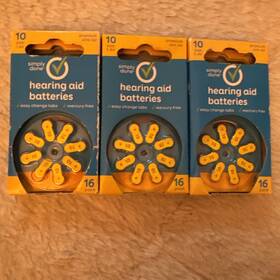 Simply Done 011225014420 48 Pack Hearing Aid Battery Size 10 Easy Change Tabs Exp 08/2025