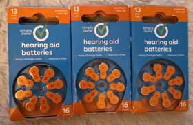 Simply Done 011225014444 48 Pack Hearing Aid Battery Size 13 Easy Change Tabs Exp 07/2025