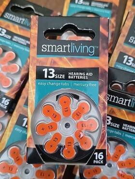 Smart Living 041520154637 Hearing Aid Battery Size 13 Orange New 144 Total. See Description