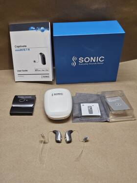 197029 Sonic Captivate 20 Mini Rite T R Hearing Aids / Gray Needs New Batteries As Is 197029 Sonic Captivate 20 Mini Rite T R Hearing Aids / Gray Needs New Batteries As Is