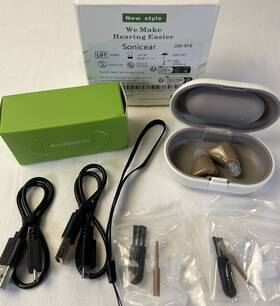 Gm-918 Sonic Ear Hearing Aid Left And Right Aids Rechargeable With Extras New