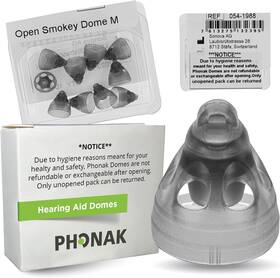 Sonova 726084457171 Phonak Open Smokey Dome Medium 0.31 Inch 8mm 10 Domes Genuine Oem Switzerland