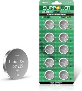 Cr1225 Surpower 1225 3v Lithium Coin Cells 10 Pack For Thermometer Watch Key Fob Remote Alarm