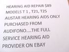 T1 T21 T25 Models Austar Hearing Aid Repair For Aids Purchased From Audifono