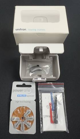050-5690-p7 Unitrons Unitron N Moxi Fit 500 Hearing Aid - Single Unit Only No Sound Tube Unused