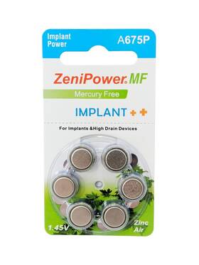 A675p Zenipower 798527275369 Cochlear Implant Batteries Size Zero Mercury 60