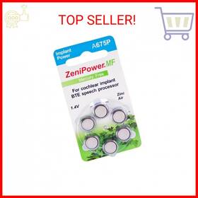 Zenipower 923601285055 Mercury Free Cochlear Implant Batteries 60