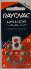 Rayovac Size (orange) Hearing Aid Batteries, 8-PACK Sealed L13ZA-8ZMB. Fixed Price $9.95.