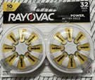 Rayovac 10-32 Zinc Air Hearing Aid Batteries Long Lasting Yellow Unisex. Fixed Price $11.99.