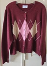 Old Navy Lt - Med Weight Burgundy Pink Tan Argyle Cardigan Sweater 3XL 22 24. Fixed Price $37.99.