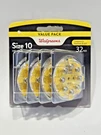 New & Sealed 32CT Walgreens Size 10 Hearing Aid Batteries Mercury Free. Fixed Price $13.00.