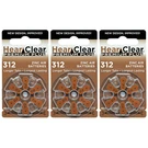 Hearclear Size 312 Zinc Air 1.45V Hearing Aid Batteries Brown Tab (18 Pack). Fixed Price $8.99.
