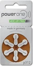 Power One Size Hearing Aid Battery Pack Of 6 (PO-312). Fixed Price $12.00.