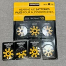 Kirkland Signature Hearing Aid Batteries Size Format 10, 1.45 Volt, 53 Pack. Fixed Price $14.00.