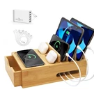 Bamboo Charging Station For Multiple Devices, Desk Organizer With Dr.... Fixed Price $69.06.
