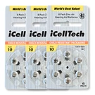 Icelltech Size 10 PR70 Zinc Air 1.45V Hearing Aid Batteries (18 Pack). Fixed Price $7.95.