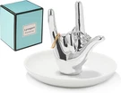 Love You Hand Ring Holder - Ceramic Jewelry Dish Trinket Tray (silver). Fixed Price $13.32.