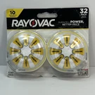 Rayovac Size 10 Hearing Aid Batteries 32 Count Zinc Air Best By 7/26. Fixed Price $15.20.