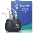 Silver Earcentric Easycharge Rechargeable Hearing Aids (pair) For Seniors, Beh. Fixed Price $208.99.