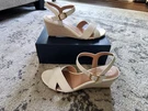 New Cole Haan Women Size 10 B Renata Wedge Ankle Strap Leather Sandals. Ivory. Fixed Price $50.00.