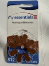 My Essentials Me Hearing Aid Batteries Replaces # 312 8 Pack 1.45V New. Fixed Price $12.99.