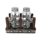 Turquoise Salt Pepper Shakers Set Western Rustic Kitchen Decor Twin Cross. Fixed Price $31.91.