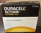 Duracell Activair Mercury Free Hearing Aid Batteries, 10 Pack, EXP-2029. Fixed Price $11.05.