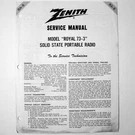 Zenith Model Royal 73-3 Transistor Portable Radio Service Manual 1971 New. Fixed Price $9.45.