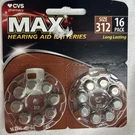 Hearing Aid Batteries Size 312 16 Pack Exp 01/2026 Cvs Max. Fixed Price $8.95.