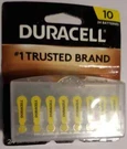 Duracell 1.4V Size 10 Zinc Air Hearing Aid Battery, 24-PACK ((loc Peg-e). Fixed Price $22.99.