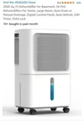 Veagaso VG600 Dehumidifier. Fixed Price $149.00.