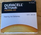 Duracell Activair Hearing Aid 1.45 Zinc-air 9-PACK Unopened. Fixed Price $16.95.