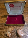 Lot Of 2 Qualitone Hearing Aid Molds Skin Colored Non-slip Ergonomic Grip. Fixed Price $28.74.