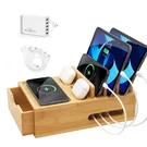 Bamboo Charging Station Multi-device Desk Organizer Drawer Tray 6 Cables 5 Port. Fixed Price $81.77.