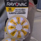 New Rayovac Size 10 Hearing Aid Batteries (8 Pack) Long Lasting Yellow Tab. Fixed Price $5.39.