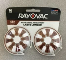 Rayovac 312-16 Zinc Air 1.45 Hearing Aid Battery Pk. Fixed Price $13.79.