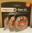 Walgreens Size 13 Hearing Aid Batteries (24 Pack) Exp 04/2027. Fixed Price $5.99.