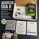 Audicus Dia Ii Hearing Aids - Never Used, 22 Extra Batteries, Original Packaging. Fixed Price $799.00.