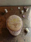 Handmade Cross Stitch Shaker Box, Finished Primitive. Fixed Price $55.00.