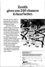 Zenith Hearing Aids 246 Chances To Better Original Vintage Print Ad. Fixed Price $12.50.