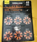 Kirkland Signature Hearing Aid Batteries Size 13 - 48 Pack Nov 10/1/22 Expired. Fixed Price $24.99.