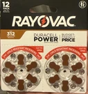 24 Rayovac 312 Hearing Aid Batteries Two 12-PACKS Zinc Air 1.45V Exp 2028. Fixed Price $8.50.