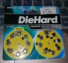Diehard Hearing Aid Batteries Premium Zinc Air PR10 16PC 0% Mercury Exp. 4/2025. Fixed Price $7.99.