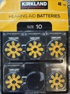 Kirkland Signature Hearing Aid Batteries, Size 10 (yellow), 40. Fixed Price $19.99.